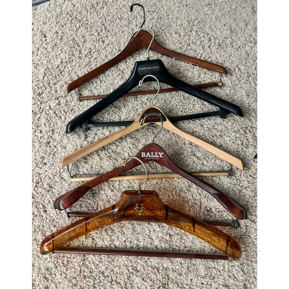 Set of 5 Vintage Hangers Suit Coat Jacket Pant Bar Collectible Bally Guffeys - Picture 4 of 4